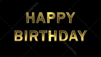 Gold letters collecting from particles - Happy Birthday