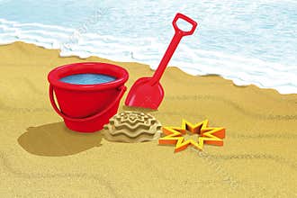 Beach red toys