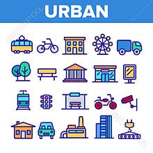 Urban, City Life Thin Line Icons Set