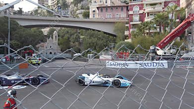 Fast formula e cars on Monaco E-Prix