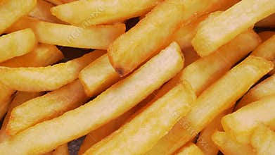 Delicious french fries close up - top down view
