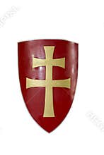 Shield of a medieval warrior with a six-pointed cross