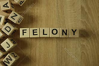 Felony word from wooden blocks