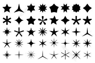 Star shape icons. Rating stars and favorites icon silhouette isolated vector set