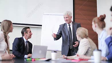 Business man speaking on seminar