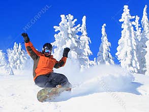 Snowboarding on a Bluebird Day