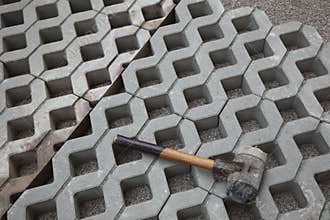 Paving blocks and mallet