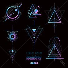 Sacred geometry forms, shapes of lines, logo, sign, symbol
