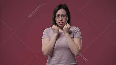 Girl shows excitement