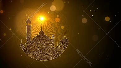 Ramadan background looped, gold color