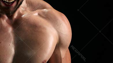 Close up sportsman during workout.