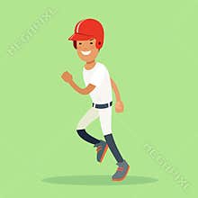 Flat baseball player sportsmen . Batter hitt