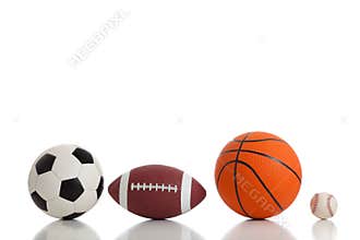 Assorted Sports Balls on White