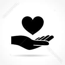 Heart in hand icon