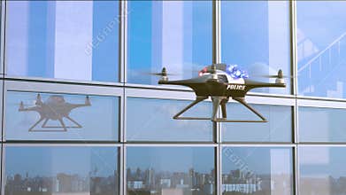 Police Quadcopter Patrols along the Office Building