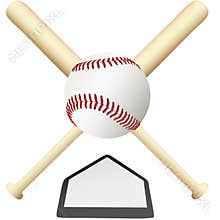Baseball Emblem crossed bats over home plate