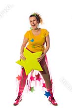 Woman animator in fany suit preparing for engaged with children
