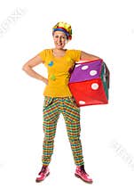Woman animator in fany suit preparing for engaged with children