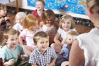 Montessori/Pre-School Class Listening to Teacher o