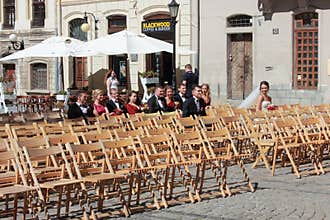 Street celebration of the wedding
