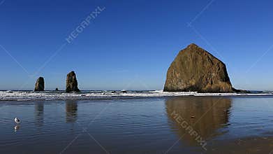 Cannon Beach with Haystack Rock and Needles along Oregon Coast 1080p