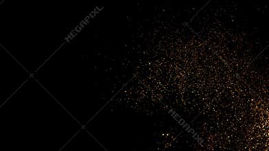 Beautiful animation flying shiny glitter flickering particles on a black background alpha channel