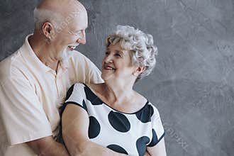 Happy elderly couple wedding anniversary