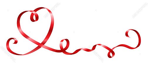 Red ribbon in heart shape for celebration