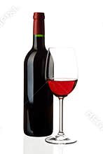 Wine glass with bottle