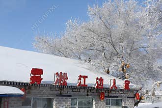 The rime island is very beautiful in the Northeast Chinese