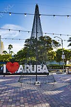 Christmas tree from fairy lights, I love Aruba advertising
