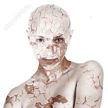 Bald girl with dry skin