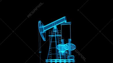 Oil pumps, shining blue glass