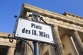 Sign at brandeburg gate berlin germany