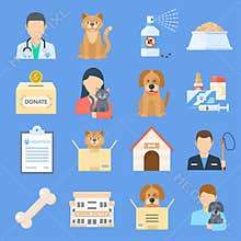 Pets shelter icon set