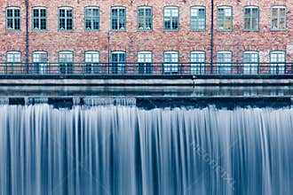 Waterfall in the old industrial area in Norrkoping, Sweden