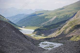 Ak-kem river valley. Beluha mountain. Altai landscape