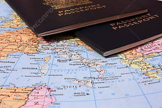 Italy Map with Two Passports