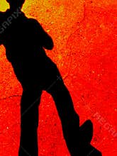 Shadow of a man on a sunny day.