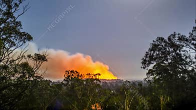 Bush fire timelapse at night