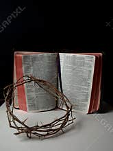 The crown of thorn laid on a bible