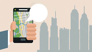 Using smartphone with GPS app HD animation