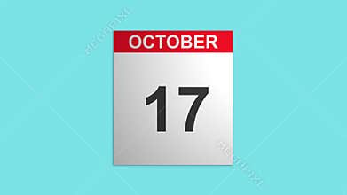 October month calendar with flipping pages