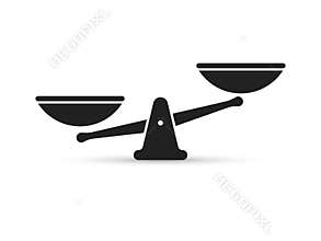 Scale vector icon of weight or justice scales