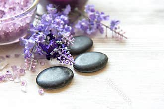 Purple Lavender aromatherapy Spa with salt and treatment for body. Thai Spa relax massage.