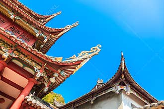 The part of old style Chinese eaves in a temple
