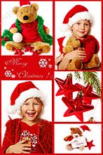Christmas collage in red