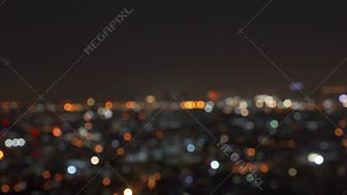Bokeh of city lights, Blurry photo at night time. 4K cityscape VDO
