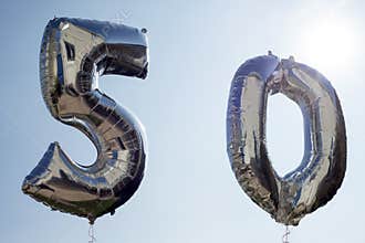 Helium balloons for a 50th