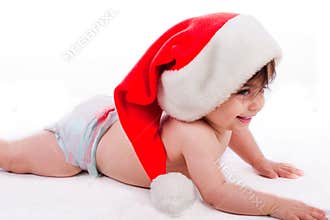 Santa baby trying to crawl